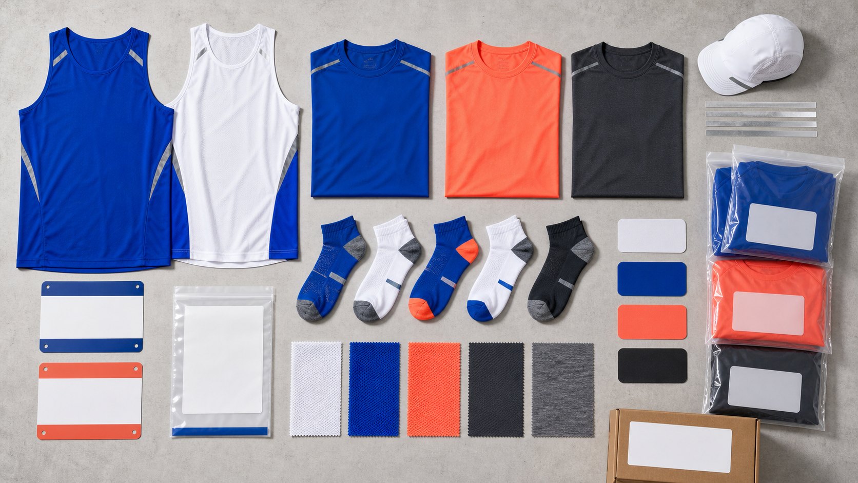 Custom marathon event apparel manufacturer catalog with race shirts running singlets finisher tees volunteer shirts sponsor artwork and event packing