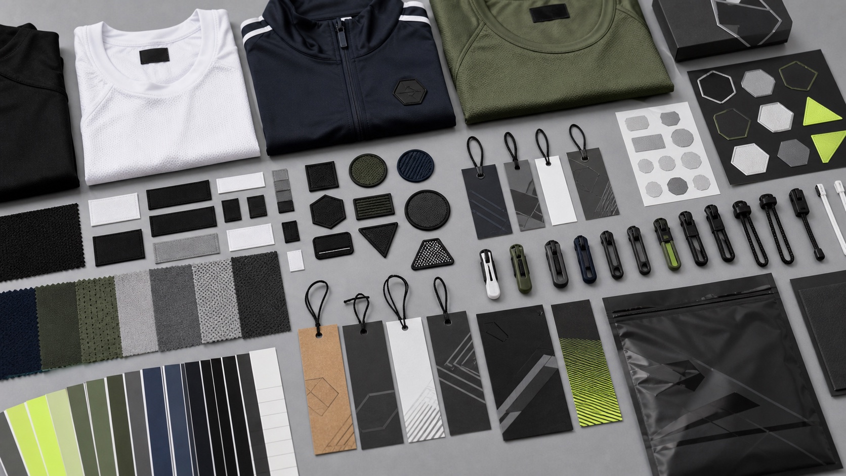 OEM and ODM sportswear customization trims labels badges zipper pulls hangtags and packaging