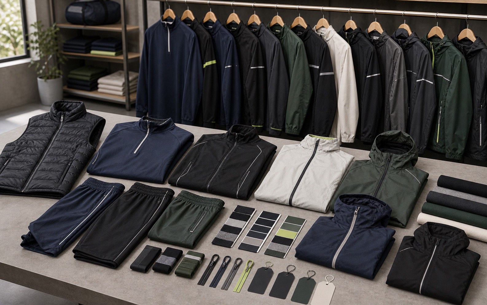 Custom team warm-up jackets manufacturer catalog with quarter zips track jackets windbreakers team logos reflective trims and roster packing