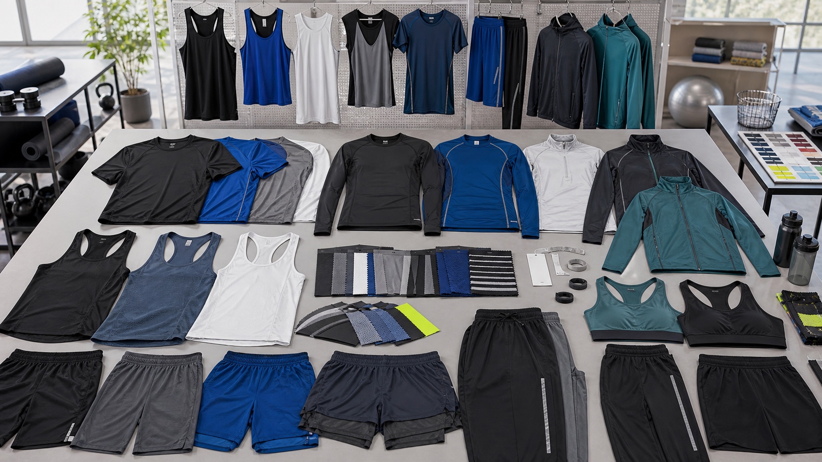 Premium custom training wear tops shorts jackets tanks and fabric swatches