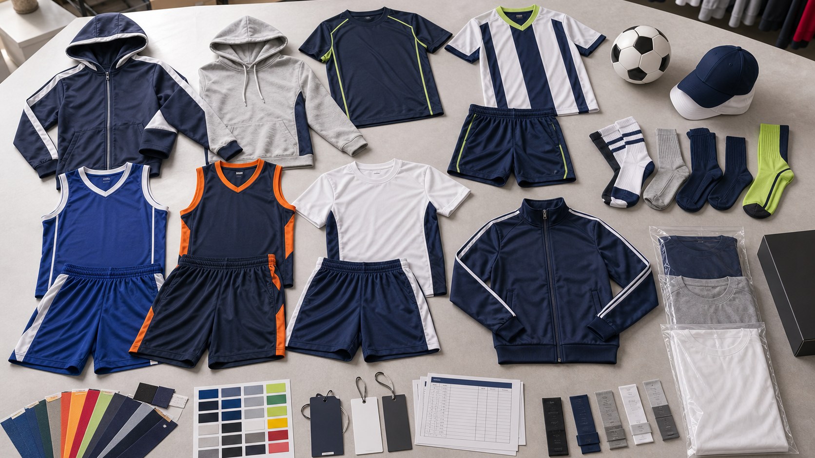 Youth gymnastics apparel with junior sizes warm-ups labels safe trims team colors and packing cards